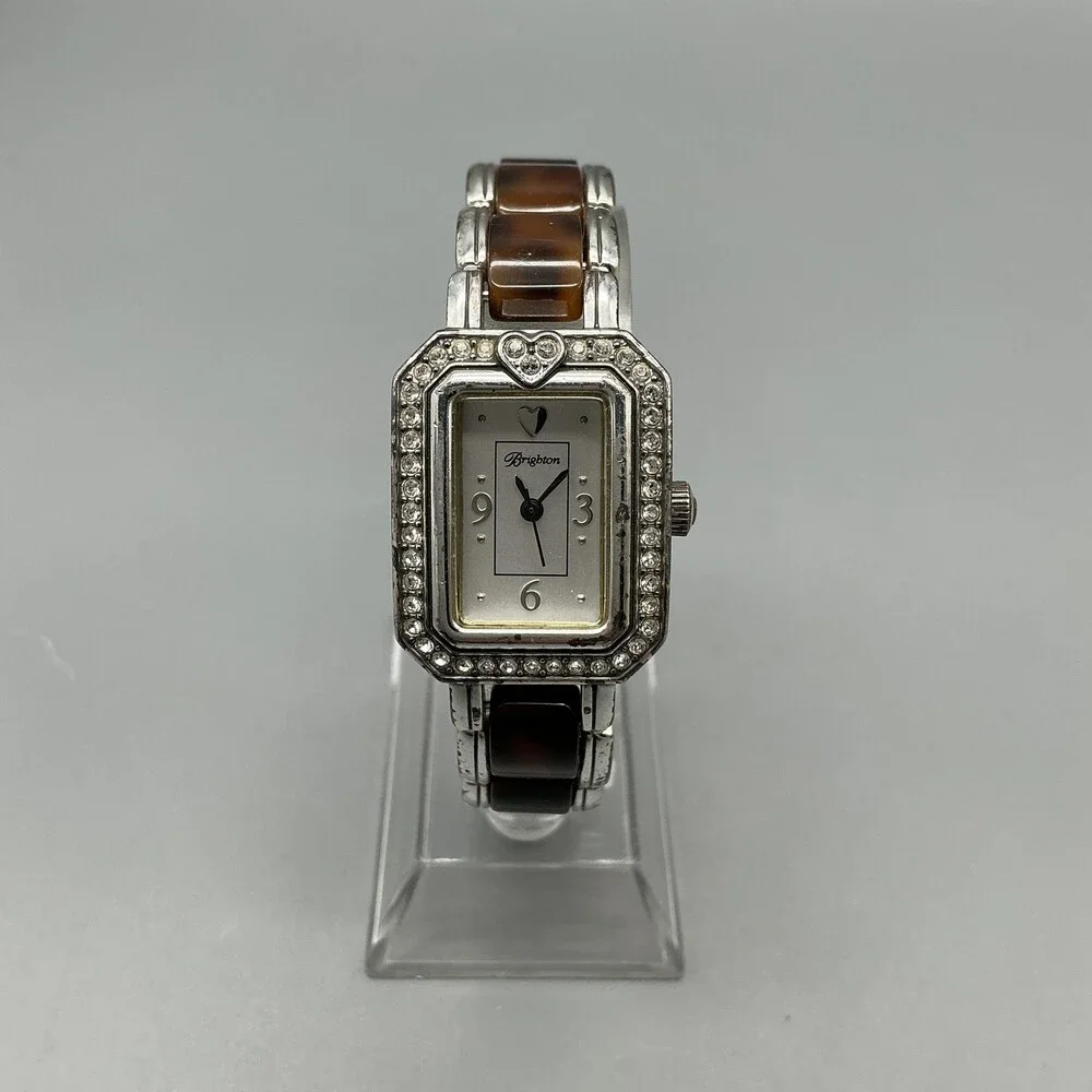 Brighton Encino Womens Watch 23mm Silver Tone Resin Bracelet New Battery 6.75